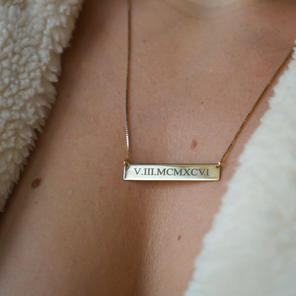 Roman Numeral Date Necklace - 1
