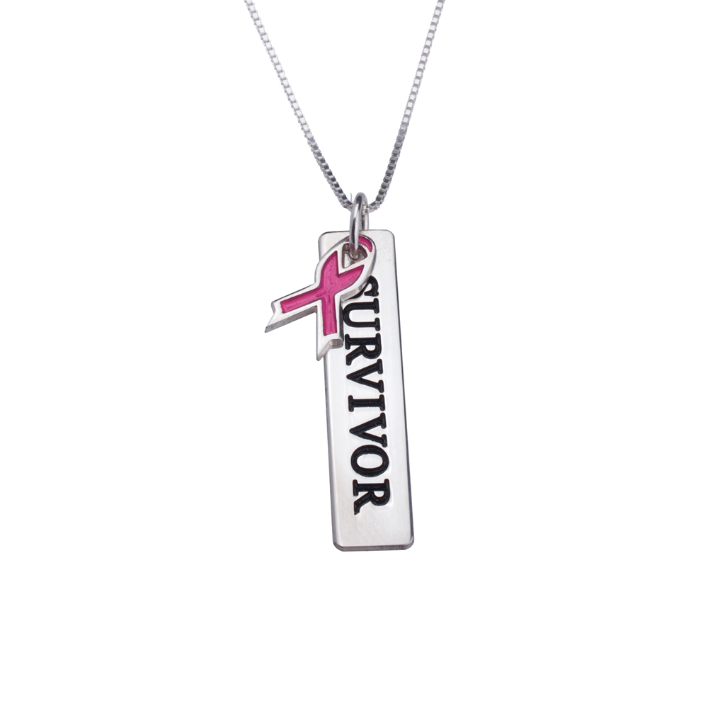 Breast Cancer Bar Necklace