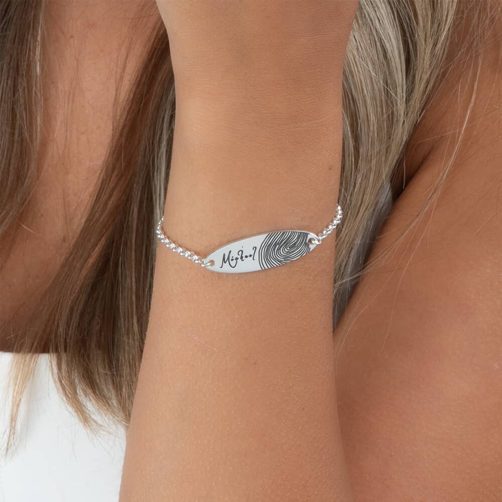 Fingerprint Bar Bracelet on a model