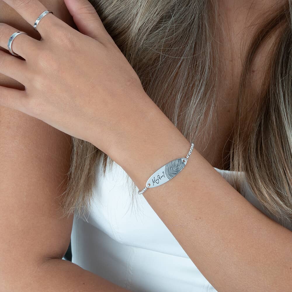 Fingerprint Bar Bracelet on a model - 2