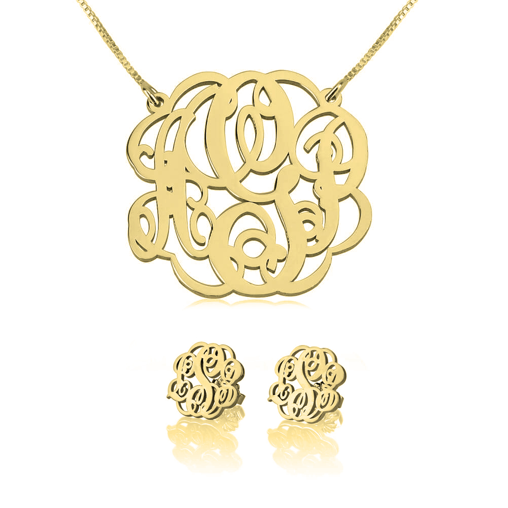 Monogram Necklace & Earring Set