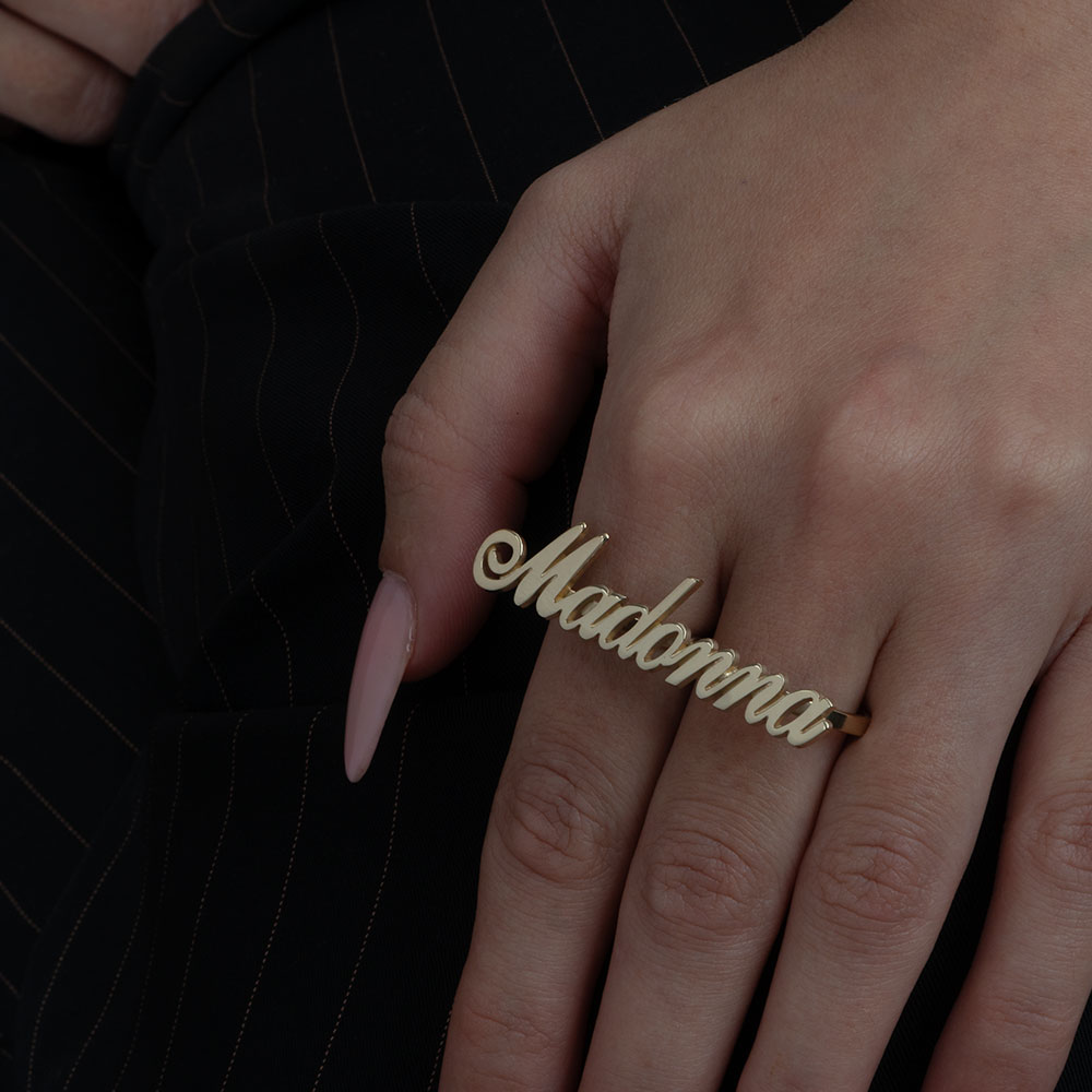 Two Finger Name Ring on a model - 2