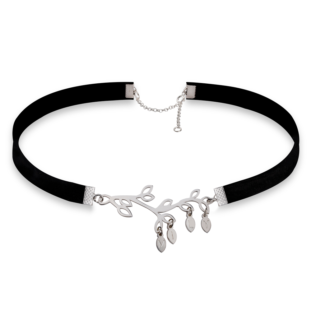 Family Tree Split Choker with Initials on Leaves