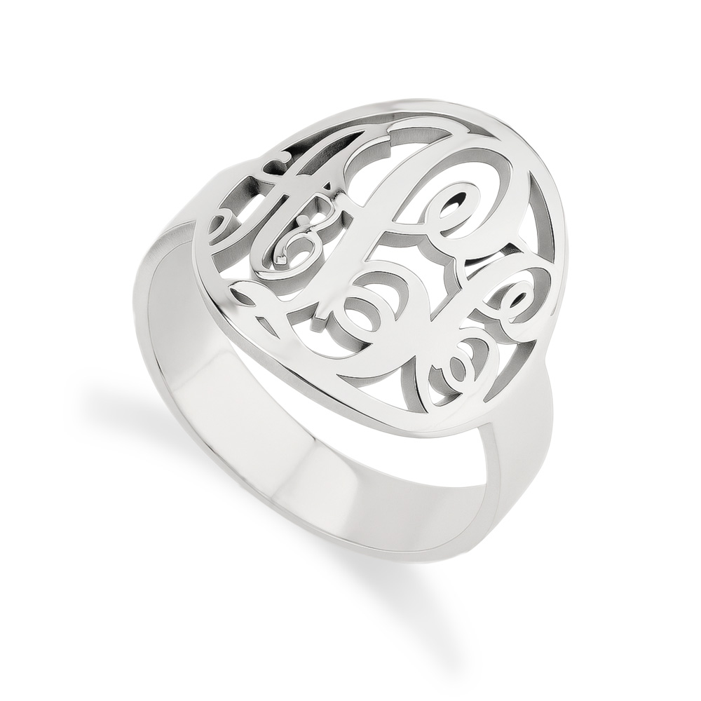 Cutout Framed Monogram Ring