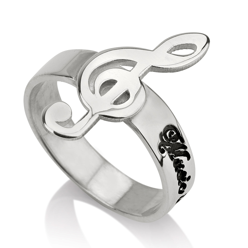 Music Note Personalised Name Ring 