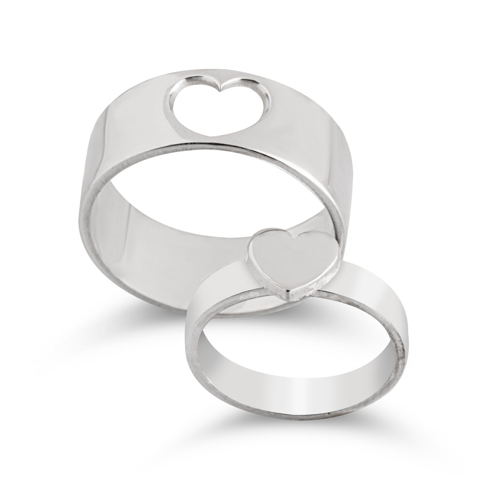 Matching Couple Heart Rings
