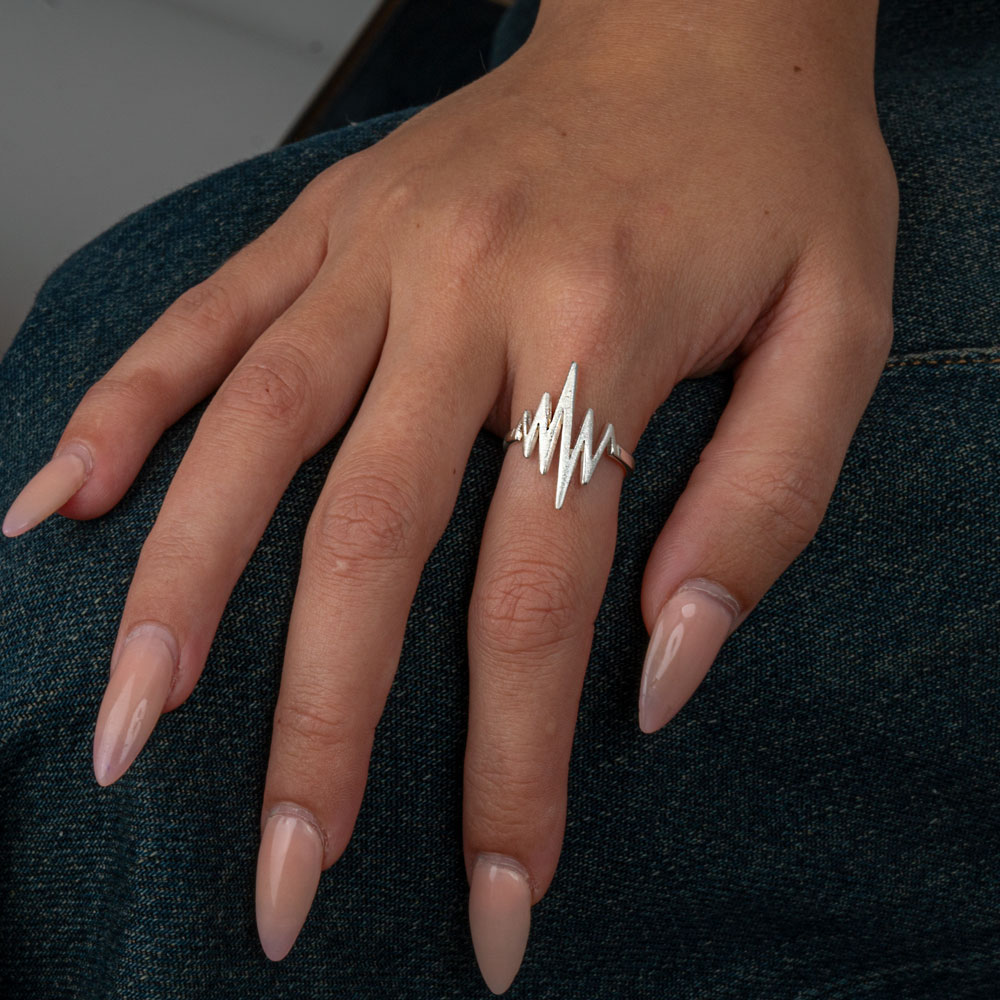 Brushed Heartbeat Ring
