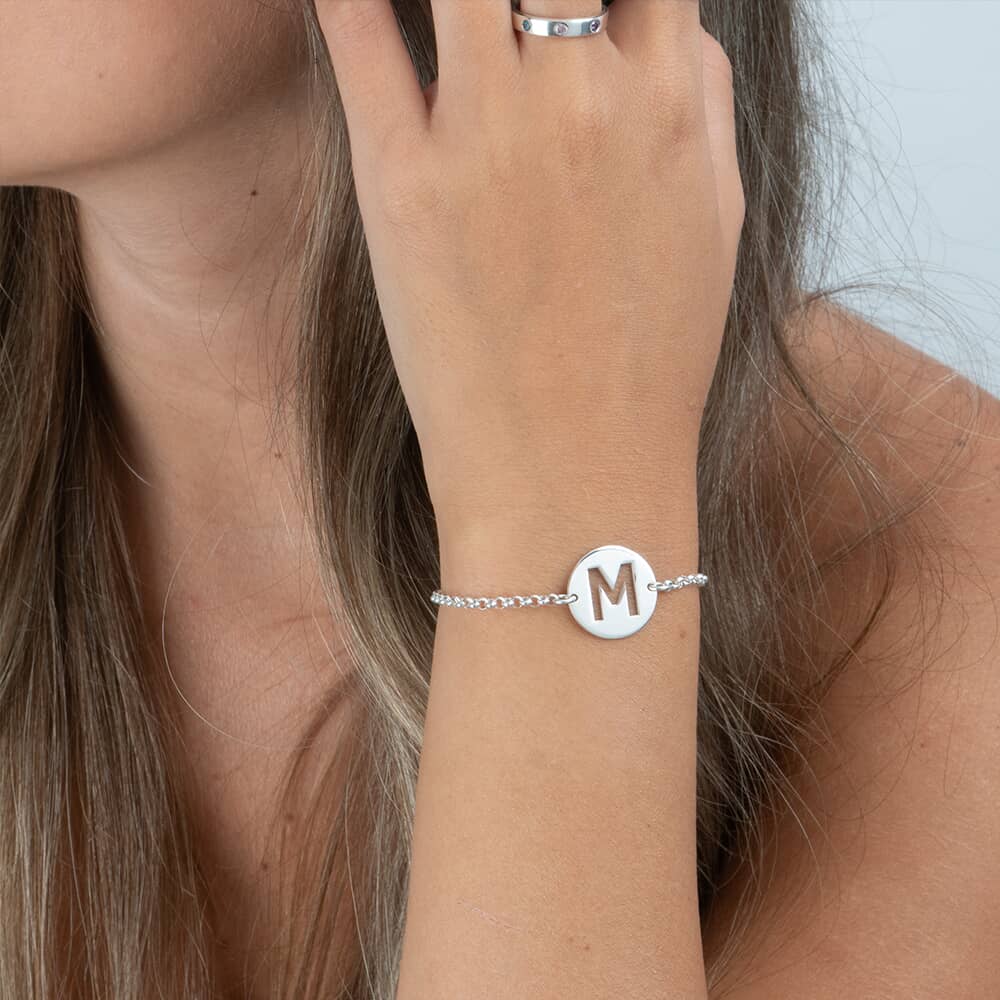 Cut Out Initial Bracelet on a model - 2