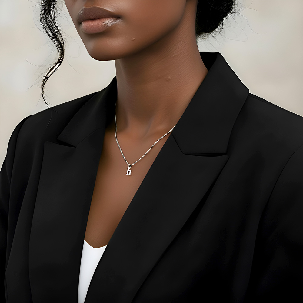 Small Letter Initial Necklace on a model