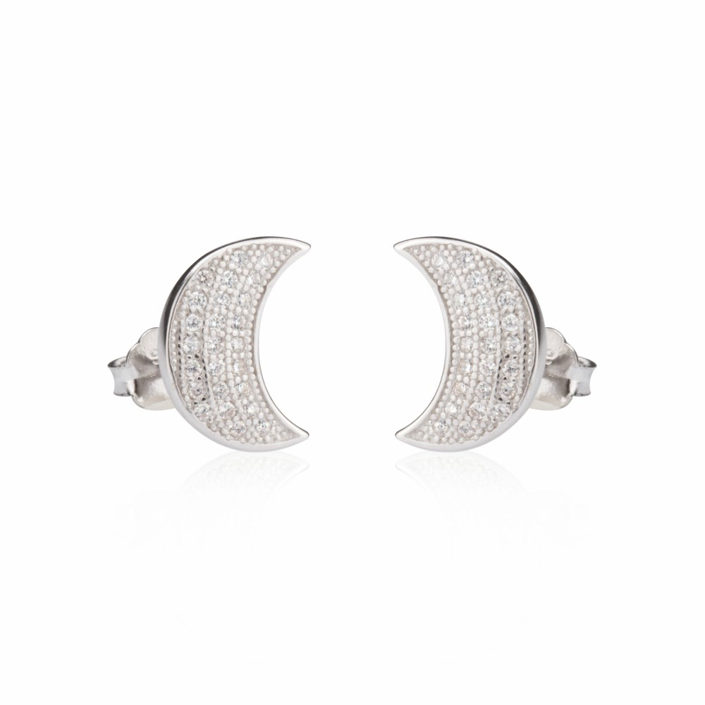 Cubic Zirconia Half Moon Earrings