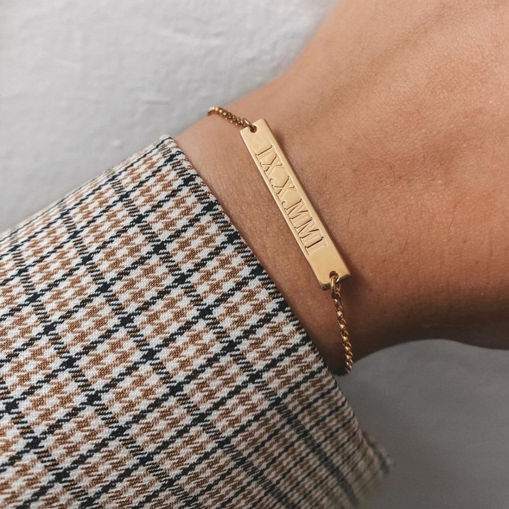 Roman Numeral Bar Bracelet