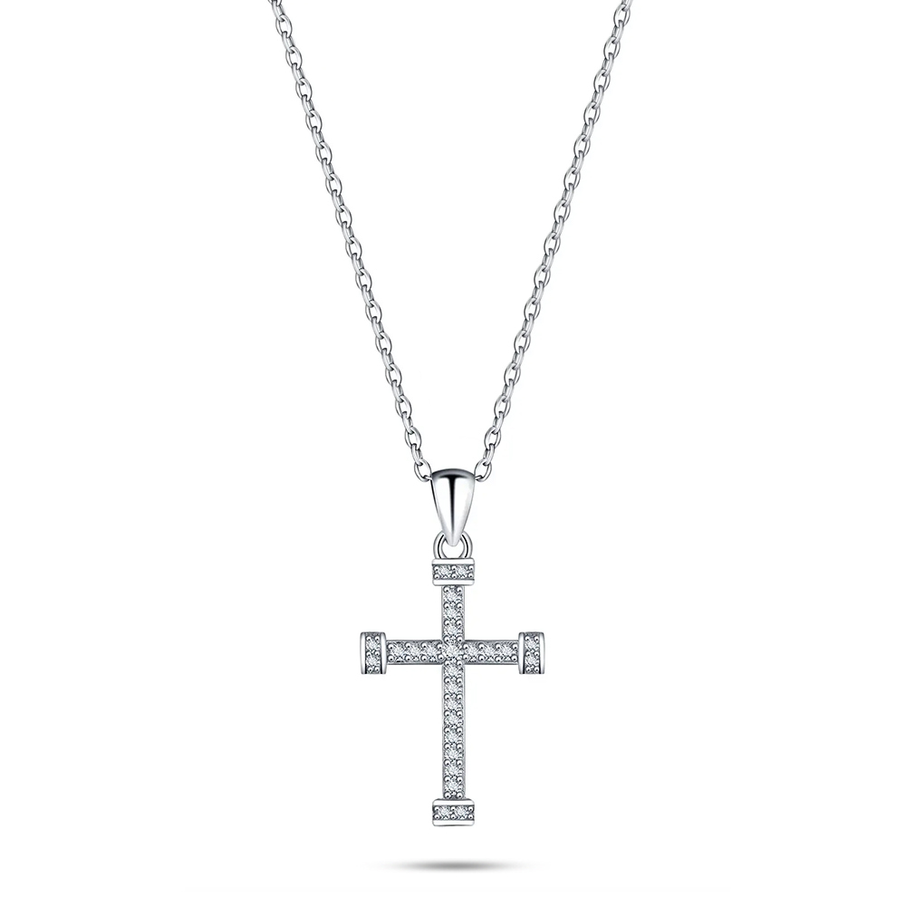 Cubic Zirconia Cross Pendant Necklace
