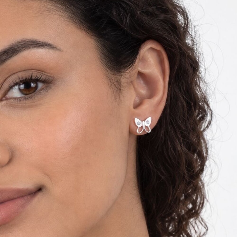 Cubic Zirconia Delicate Butterfly Earrings