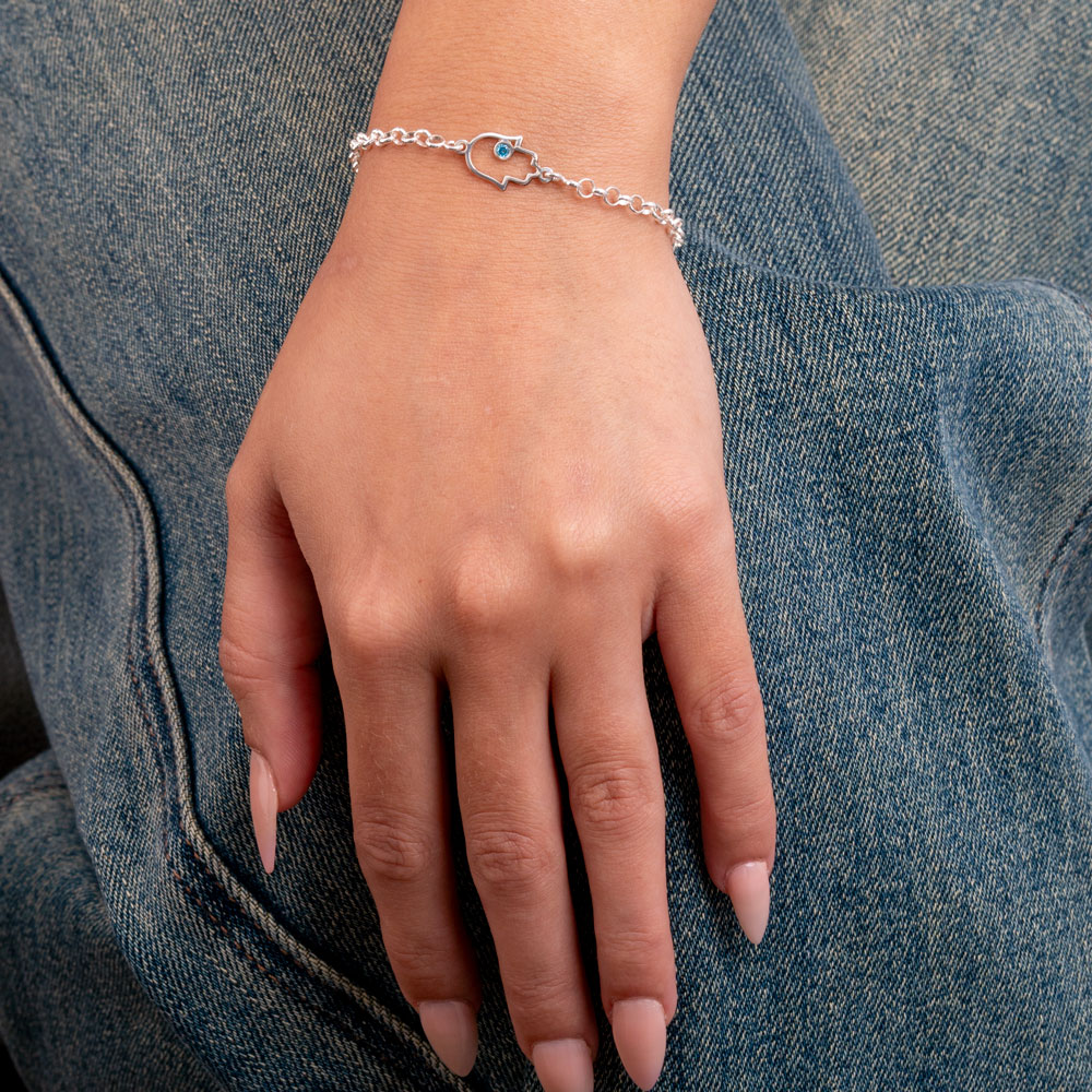 Hamsa Hand Bracelet Cubic Zirconium