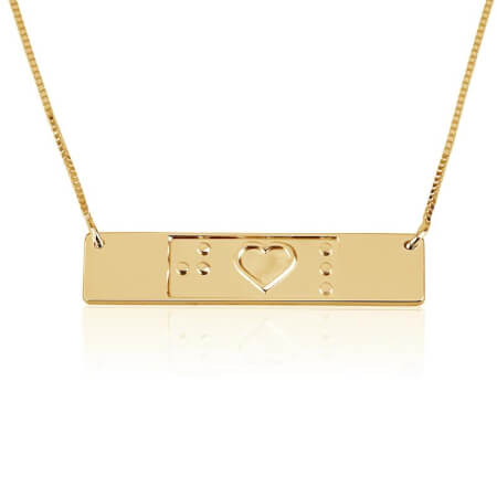 Engraved Friendship Bar Braille Necklace