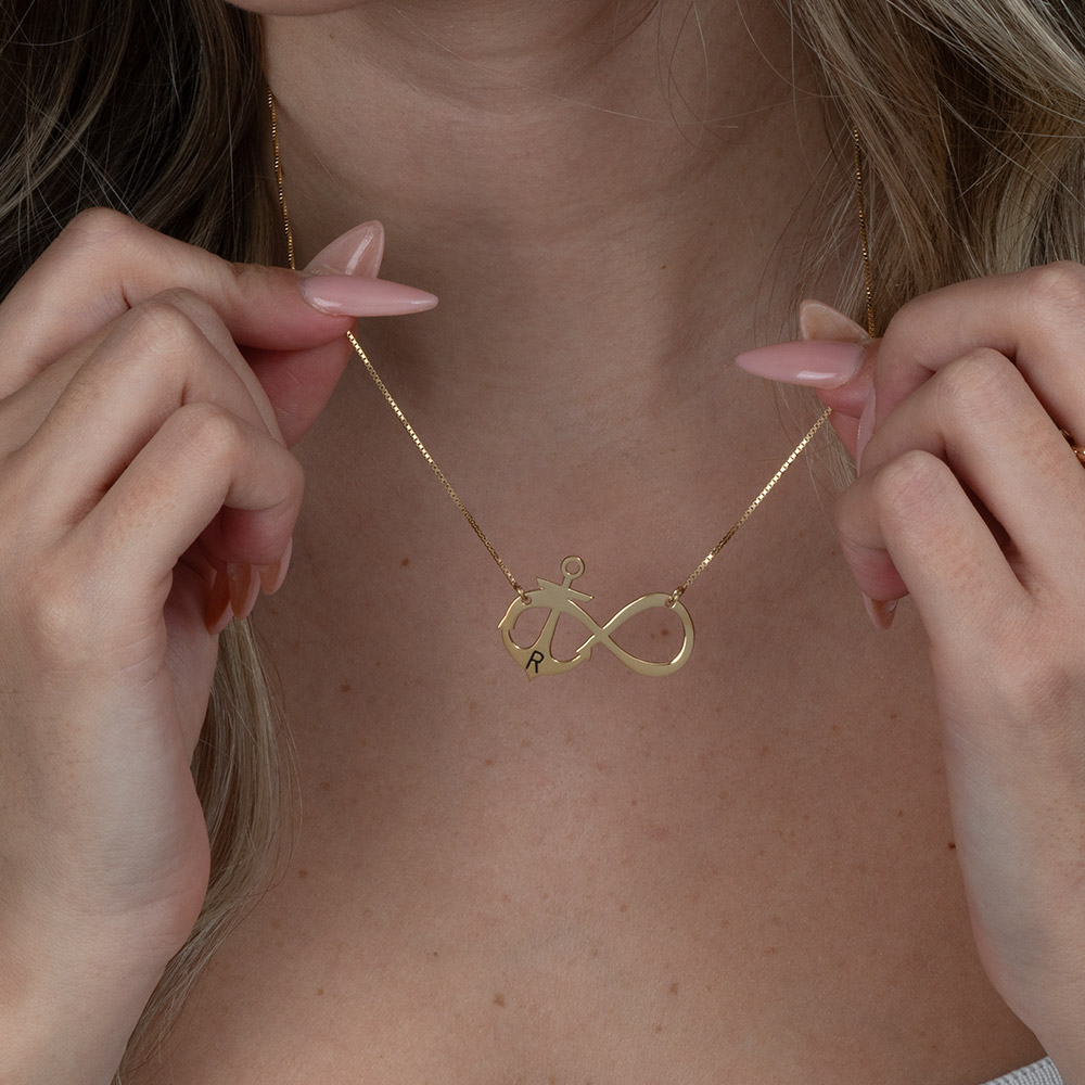 Initial Anchor Infinity Necklace