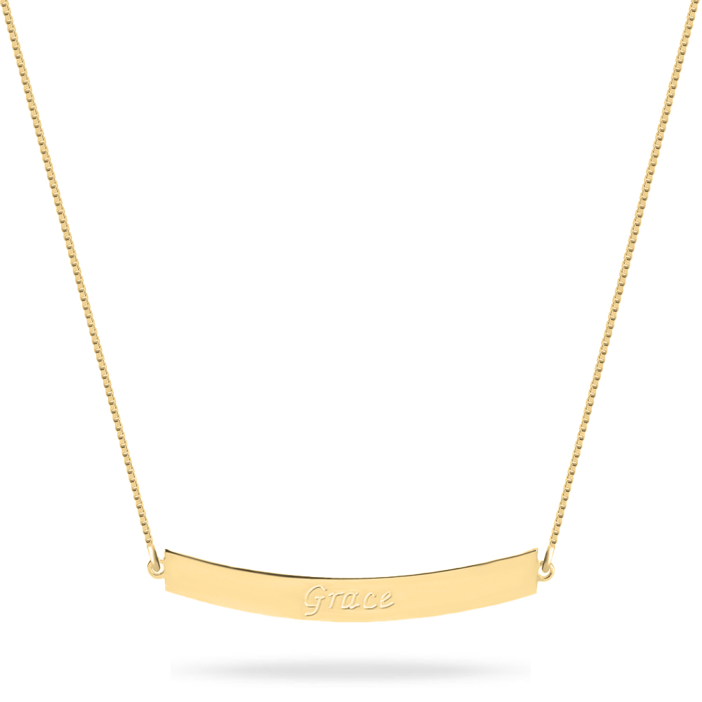 Curved Bar Necklace with Name