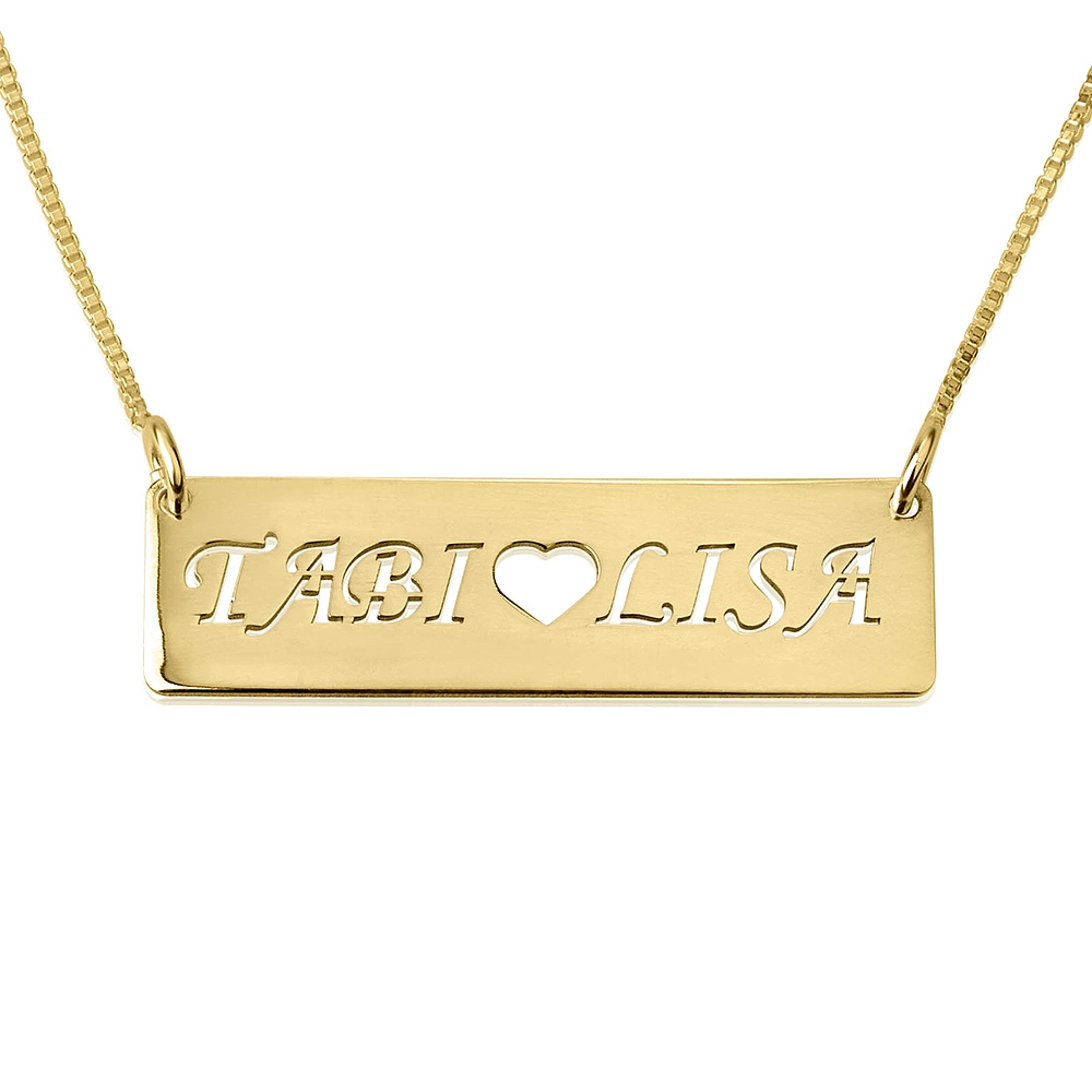 Bar Necklace With Two Cut Out Names