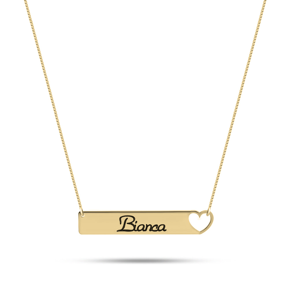 Cut Out Heart Bar Necklace