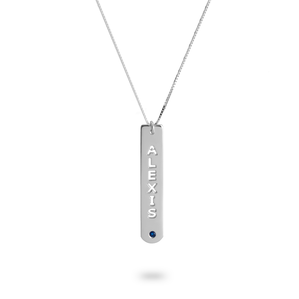 Vertical Bar Necklace with Birthstone