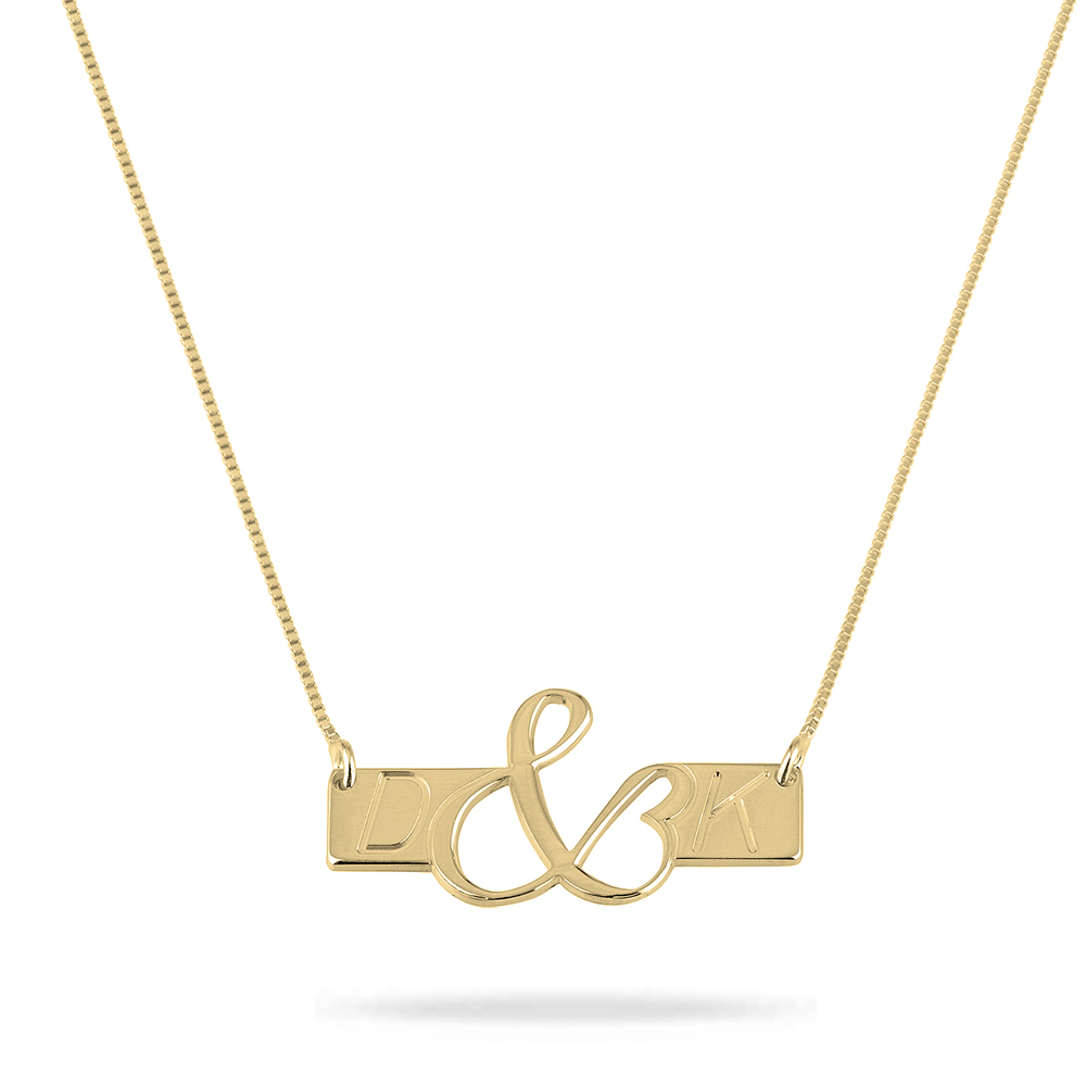 Initials Love Bar Necklace