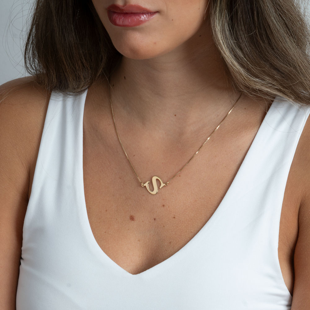 Sideways Initial Necklace