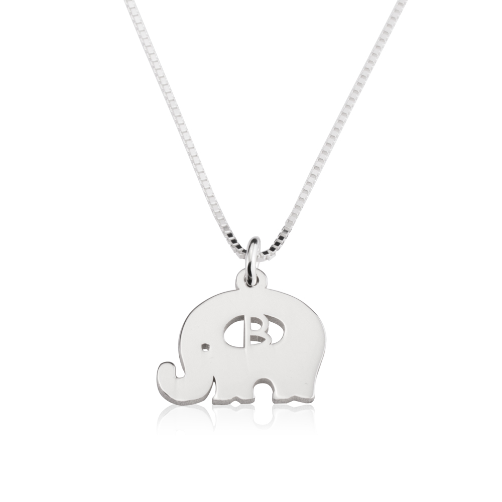 Elephant Initial Necklace