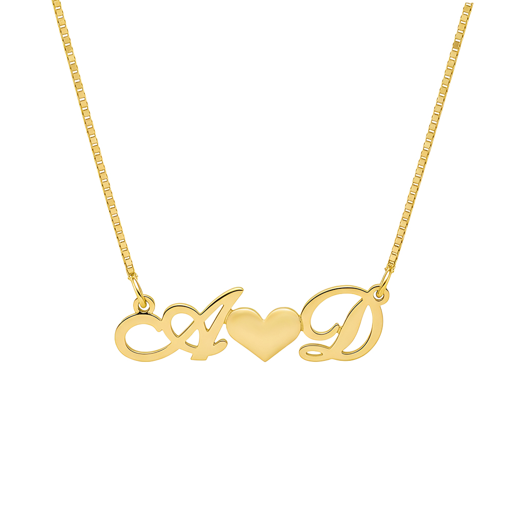 Heart initials necklace