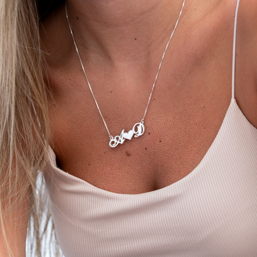 Heart initials necklace