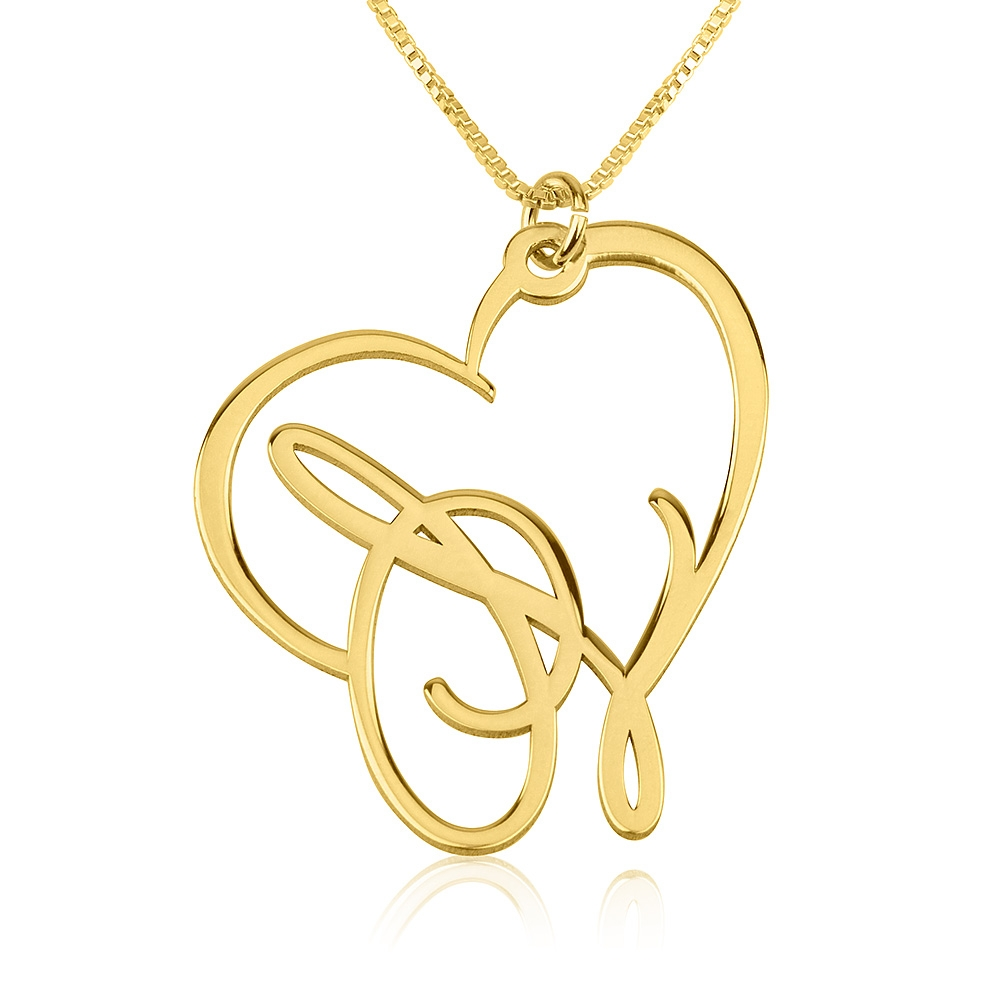 Script Initial Heart Necklace