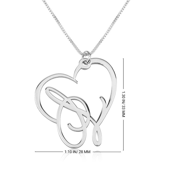 Script Initial Heart Necklace information