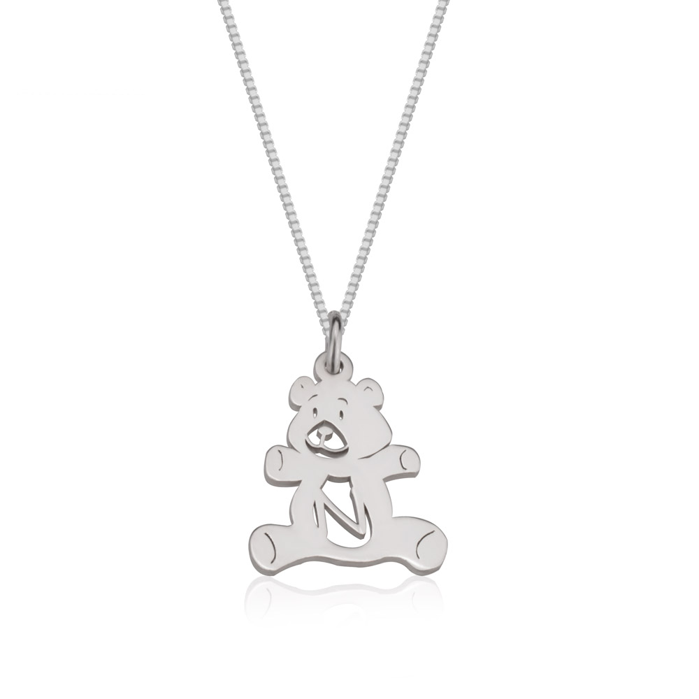 Teddy Bear Initial Necklace