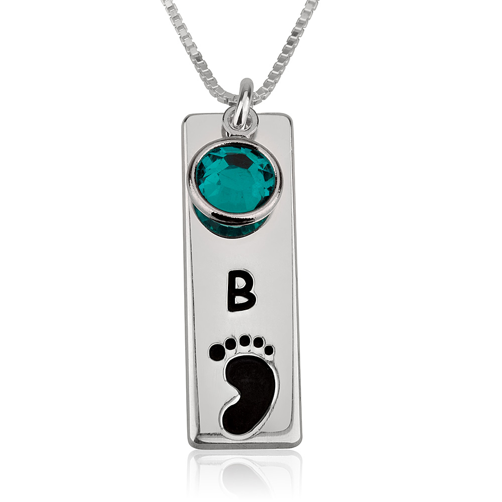 Vertical Bar Footprint Necklace