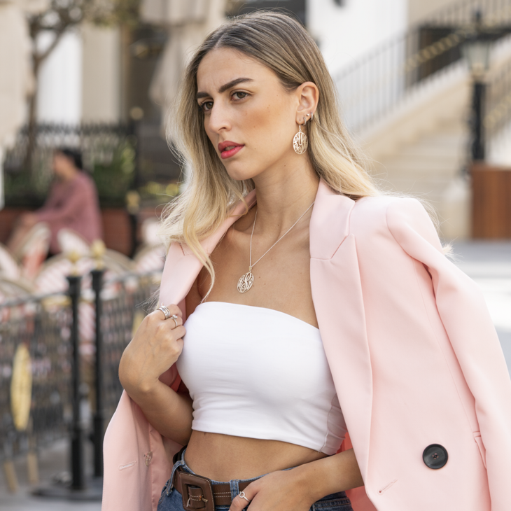 Circle Monogram Necklace model