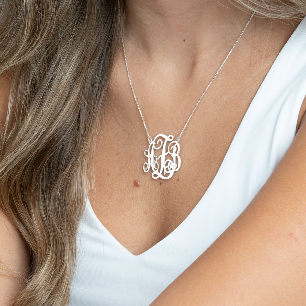 Split Chain Monogram Necklace