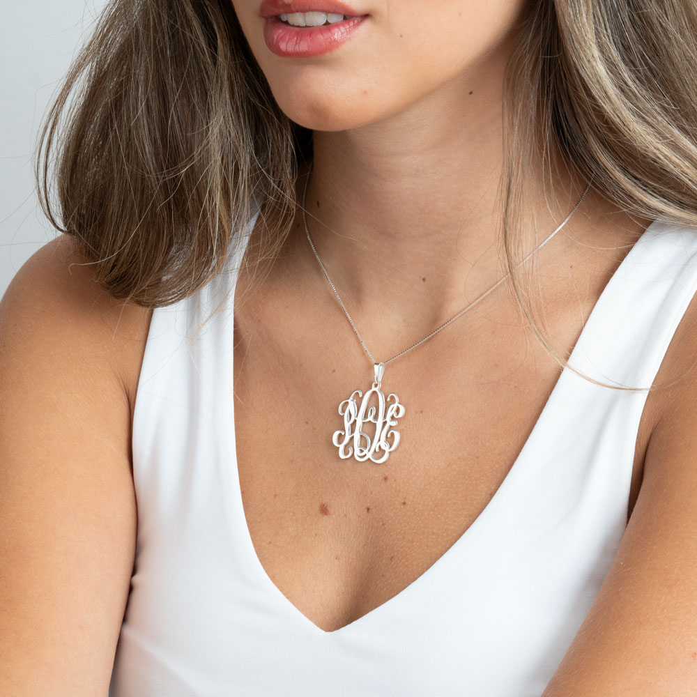 Classic Monogram Necklace on a model