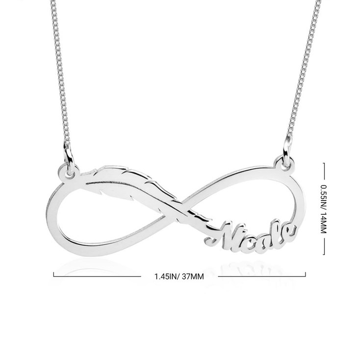 Infinity Feather Name Necklace information