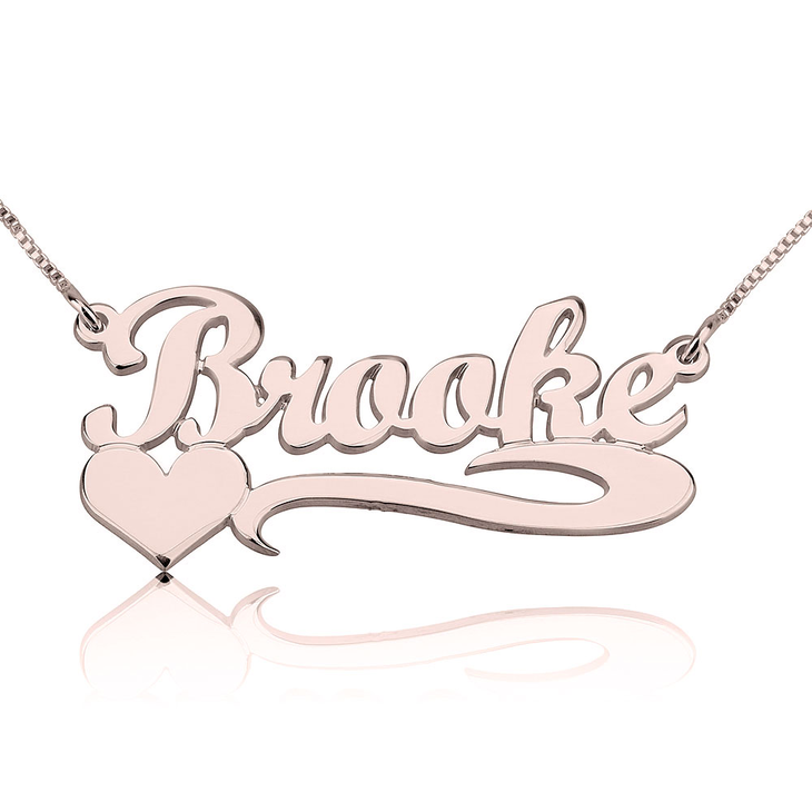 Name Necklace With Heart - Picture 2 - Rose Gold Plating