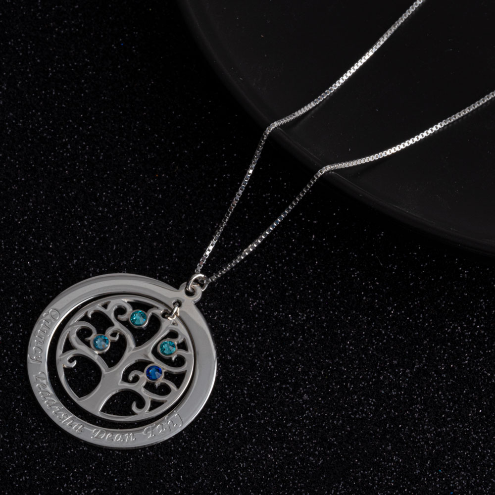 Family Tree Necklace with Birthstones