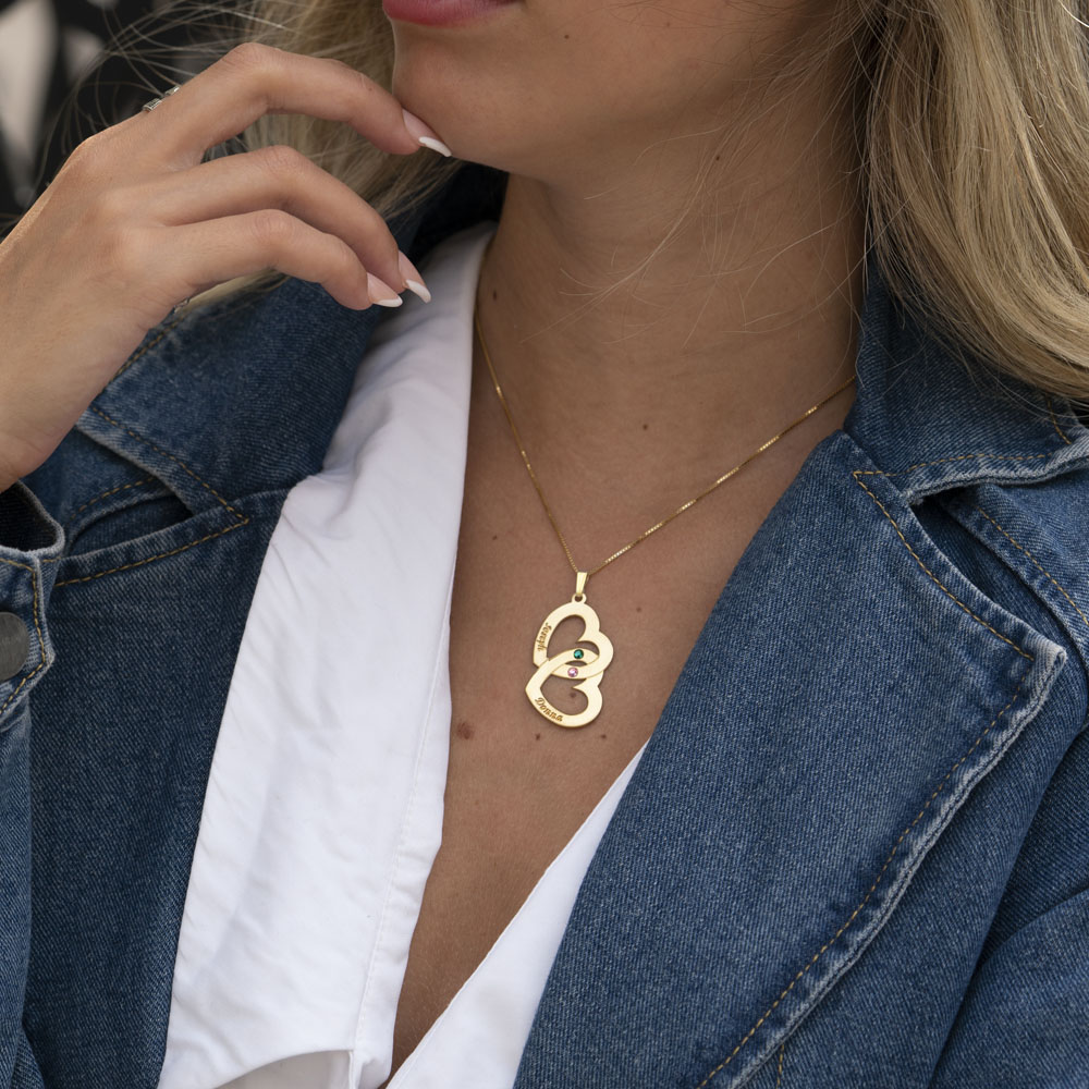 Personalised Double Heart Necklace
