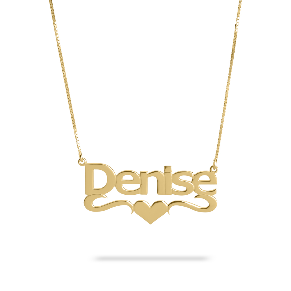 Bold Name Necklace with Heart