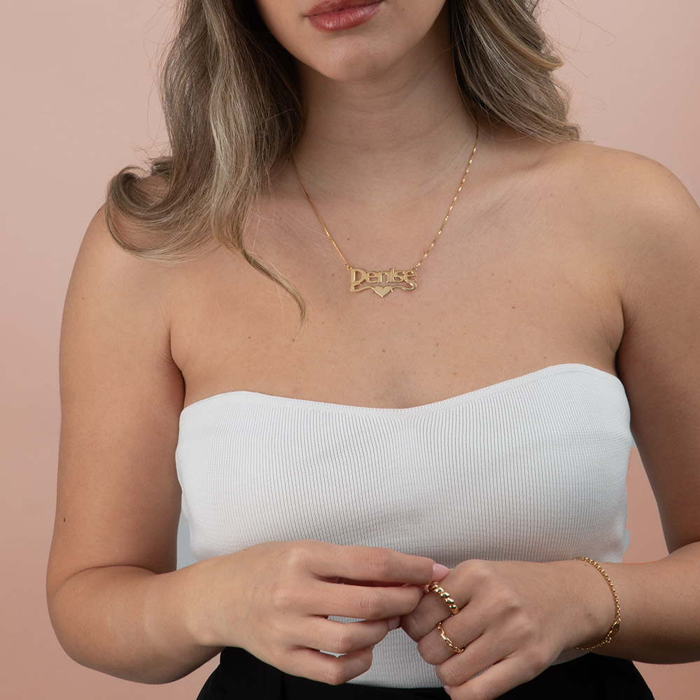 Bold Name Necklace with Heart