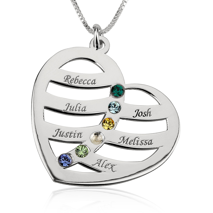 Name and Birthstone Heart Necklace for Mom - Picture 5