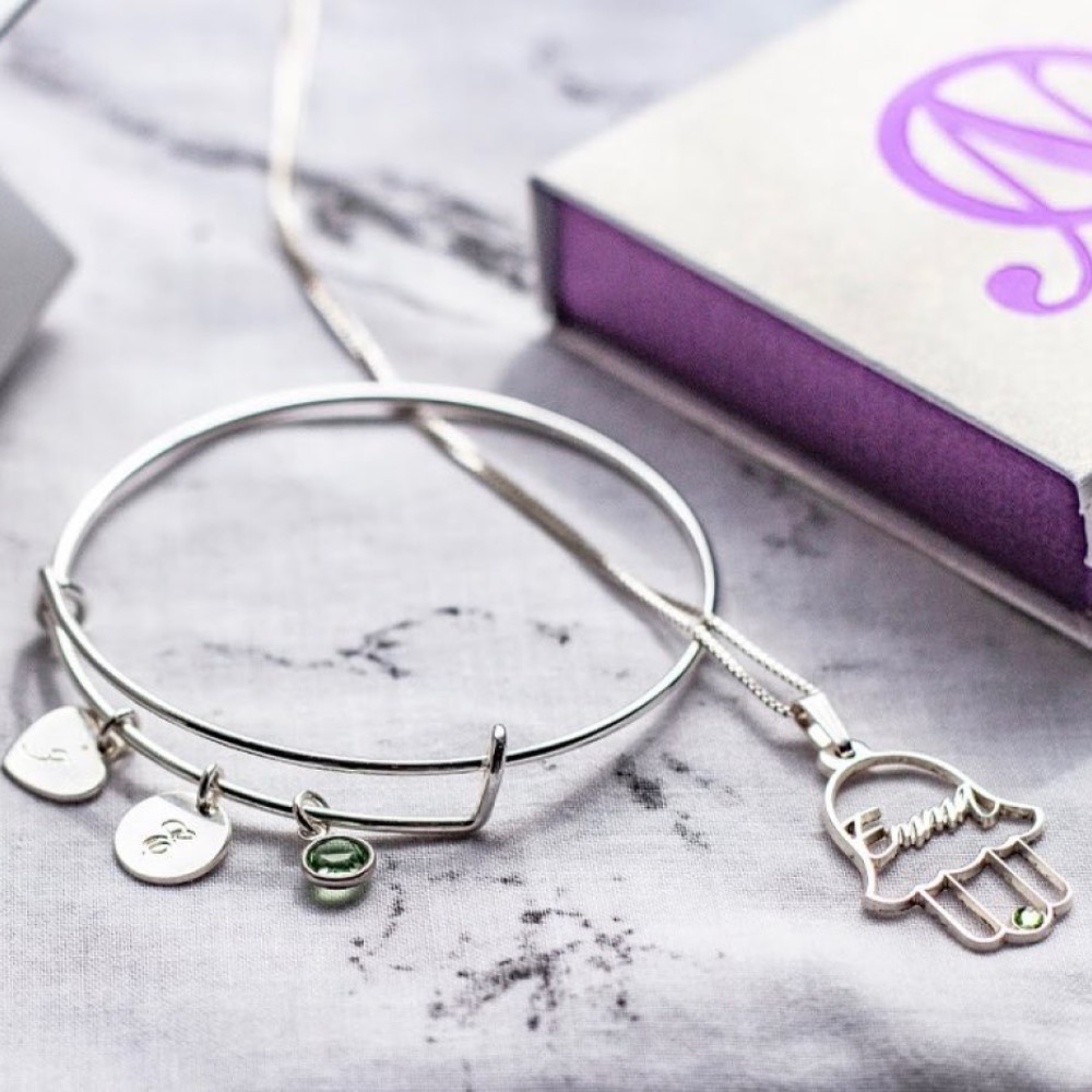 Personalized Hamsa Necklace with Birthstone