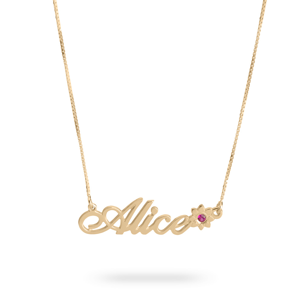 Birthstone Flower Name Necklace