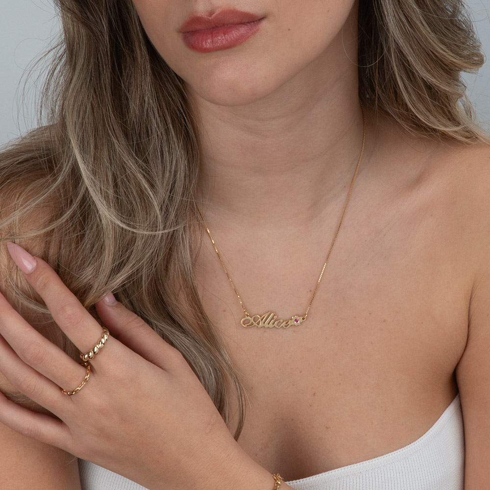 Birthstone Flower Name Necklace