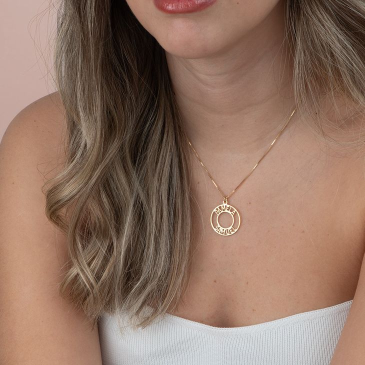 Circle Two Name Necklace model