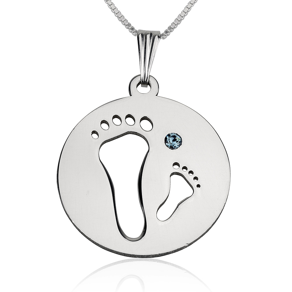 Baby Feet Birthstone Necklace