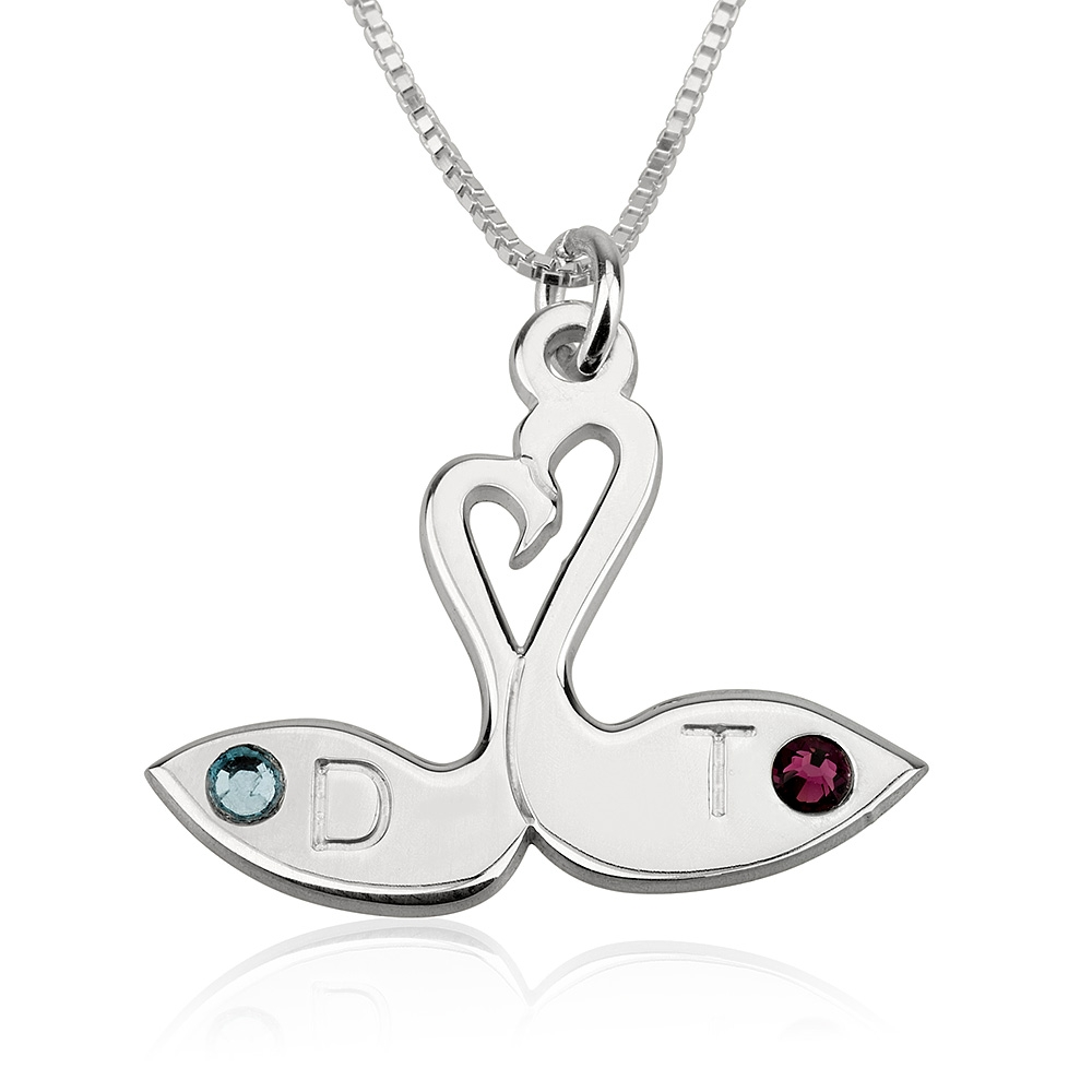 Swan Birthstone Necklace