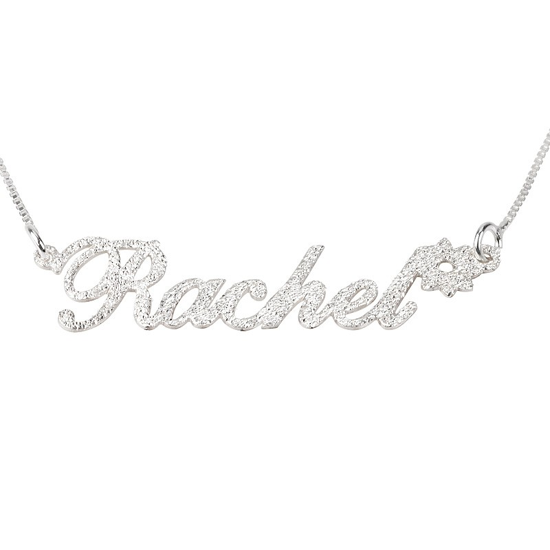 Sparkling Name Necklace with Flower